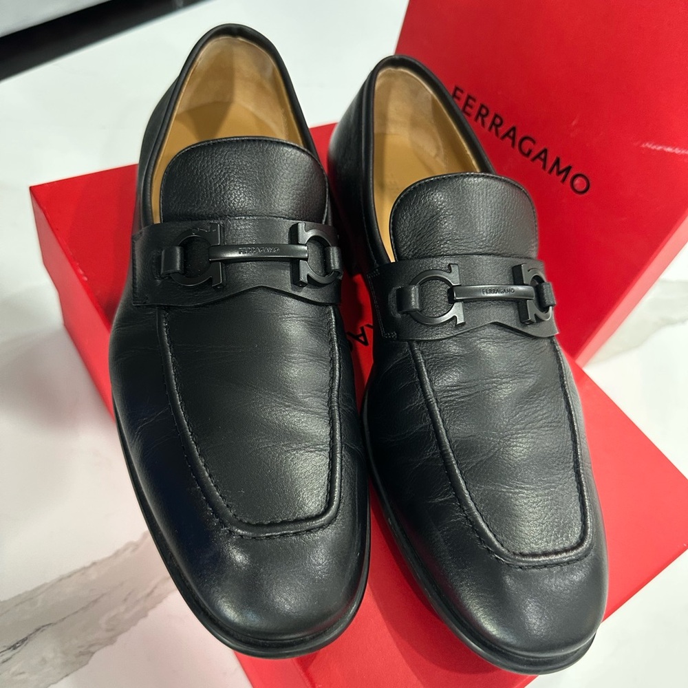 Salvatore Ferragamo Black Leather Loafers